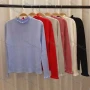 Wholesale Women's Casual Long Sleeve Mock Neck Lettuce Trim Plain Knit Tops preview