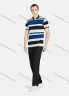 Wholesale Men's Casual Collared Short Sleeve Striped Button Front Polo Shirt - Liuhuamall