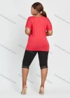 Wholesale Women's Daily Short Sleeve V Neck Rhinestone Ruched Top 2 Piece Set - Liuhuamall