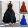 Wholesale Women's Laec Hollow Out Side Split Zip Back Halter Maxi Cocktail Dress preview