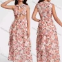 Wholesale Women's Sexy Butterfly Print Cut Out Bow Knot Tie Layered Ruffle hem Maxi Tank Dress preview