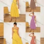 Wholesale Women's Plain Single Spaghetti Straps Ruched Cut Out High Waist Maxi Cami Dress preview