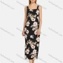 Wholesale Women's Elegant Square Neck Open Back Allover Floral Print Midi Tank Dress 03# preview