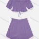 Wholesale Women's Casual Shirred Crop Tops&Eyelet Embroidered Shorts 2 Piece Sets Purple Clothing Wholesale Market Liuhua