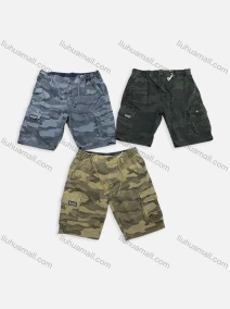 Wholesale Men's Casual Camo Elastic Waist Multiple Pockets Cargo Shorts 9383#, LIUHUA CLOTHING WHOLESALE