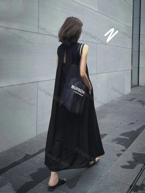 Wholesale 2026 New French Hepburn Style Dress, Women Summer Unique Black Sleeveless Hollow Out Back Tank Dress