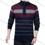 Wholesale Men's Casual Long Sleeve High Neck Quarter Zip Colorblock Striped Knit Tops preview