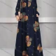 Wholesale Women's Islamic Muslim Button Down Floral Floor Length Abaya Dress Navy Guangzhou Clothing Wholesale Market & Suppliers -LIUHUAMALL