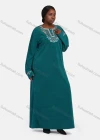 Wholesale Women's Vintage Crew Neck Button Front Long Sleeve Paisley Embroidery Pattern Maxi Nightgown - Liuhuamall