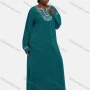 Wholesale Women's Vintage Crew Neck Button Front Long Sleeve Paisley Embroidery Pattern Maxi Nightgown preview