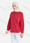 Wholesale Women's Casual High Low Hem Button Down Shirt Without Hijab - Liuhuamall