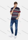 Wholesale Men's Casual Short Sleeve Button Front Striped Colorblock Polo Shirt - Liuhuamall
