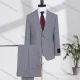 Wholesale Men's Business Lapel Plain Two Buttons Flap Pockets Blazer Jacket & Pants 2 Piece Suit Set 3207-8# Gray Clothing Wholesale Market Liuhua