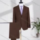 Wholesale Men's Business Lapel Plain Two Buttons Flap Pockets Blazer Jacket & Pants 2 Piece Suit Set 3347-9# Saddle Brown Clothing Wholesale Market Liuhua