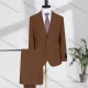 Wholesale Men's Formal Lapel Plain Two Buttons Flap Pockets Blazer Jacket & Pants 2 Piece Suit Set 3468-7# Saddle Brown Clothing Wholesale Market Liuhua
