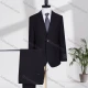 Wholesale Men's Formal Lapel Plain Two Buttons Flap Pockets Blazer Jacket & Pants 2 Piece Suit Set 70245-2# Black Clothing Wholesale Market Liuhua