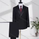 Wholesale Men's Formal Lapel Plain Button Down Flap Pockets Blazer Jacket & Pants 2 Piece Suit Set 71722-3# Black 1# Clothing Wholesale Market Liuhua