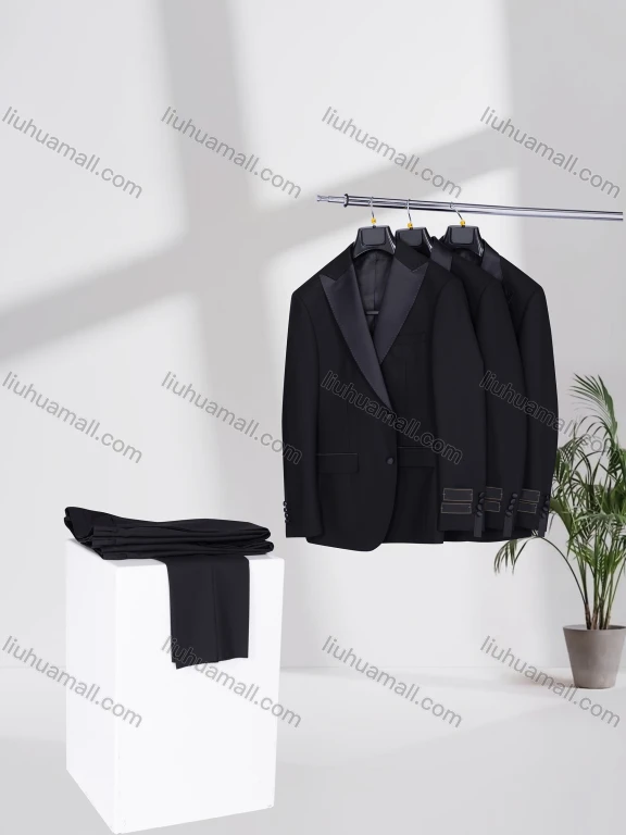 Wholesale Men's Formal Lapel Plain Button Down Flap Pockets Blazer Jacket & Pants 2 Piece Suit Set 71722-3#