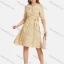 Wholesale Women's Casual Crew Neck A-Line Ditsy Floral Dual Pockets Short Dress preview