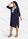 Wholesale Women's Plus Size Elegant V Neck 3/4 Sleeve Embroidery Knee Length Dress - Liuhuamall