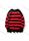 Wholesale Men's Fashion Unisex Striped Ripped Round Neck Long Sleeve Knit Sweater - Liuhuamall