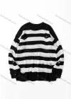 Wholesale Men's Fashion Unisex Striped Ripped Round Neck Long Sleeve Knit Sweater - Liuhuamall