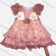 Wholesale Girls Lovely Floral Print Short Sleeve 3D Floral Rhinesthed Tiered Ruffle Trim Dress 16# Clothing Wholesale Market Liuhua