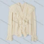 Wholesale Women's Bishop Sleeve Ruched Ruffle Hem Plain Blouse preview