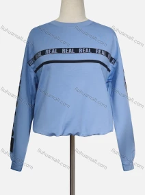 Wholesale Women's Casual Crew Neck Long Sleeve Letter Striped Sweatshirt, LIUHUA CLOTHING WHOLESALE