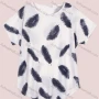 Wholesale Women's Casual Short Sleeve Feather Print Round Neck Tee preview
