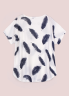Wholesale Women's Casual Short Sleeve Feather Print Round Neck Tee - Liuhuamall