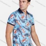 Wholesale Men's Vacation Floral & Leaf Tropical Print Polo Shirt preview