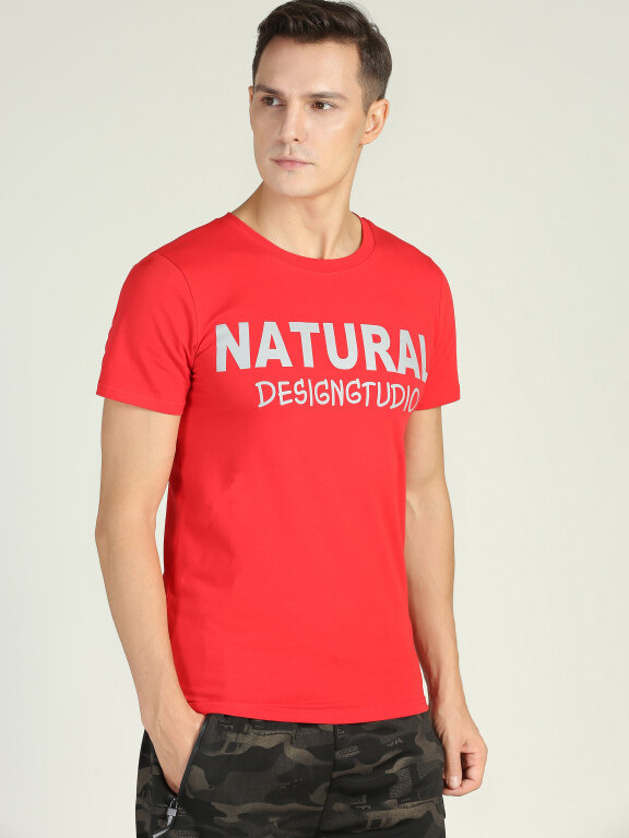 Men's Casual Round Neck Slim Fit Short Sleeve Letter Print T Shirt, Clothing Wholesale Market -LIUHUA, 