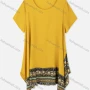 Wholesale Woman's Linen Scoop Neck Short Sleeve Top Tribal Splicing Tunic 3023# preview