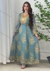 Wholesale Women's Muslim Islamic Vintage Long Sleeve Embroidered Maxi Dress With Belt AB312# - Liuhuamall