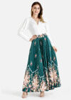 Wholesale Women's Floral Print Pleated Maxi Skirt  - Liuhuamall