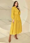 Wholesale Women's Casual Plain Collared Button Front Long Sleeve Ruched Maxi Shirt Dress - Liuhuamall