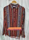 Wholesale Women's Vintage Long Sleeve Retro Graphic Button Down Shirts - Liuhuamall