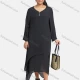 Wholesale Women's Plus Size Linen Long Sleeve Plain Layered Hem Cozy Midi Casual Dress Black Clothing Wholesale Market Liuhua