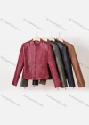 Wholesale Women's Casual Stand Collar Long Sleeve Zipper Plain Leather Jacket - Liuhuamall