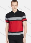 Wholesale Men's Casual Collared Short Sleeve Striped Colorblock Button Front Polo Shirt - Liuhuamall