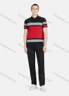 Wholesale Men's Casual Collared Short Sleeve Striped Colorblock Button Front Polo Shirt - Liuhuamall