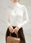 Wholesale Women's Casual Plain Turtleneck Long Sleeve Top - Liuhuamall