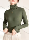 Wholesale Women's Casual Plain Turtleneck Long Sleeve Top - Liuhuamall