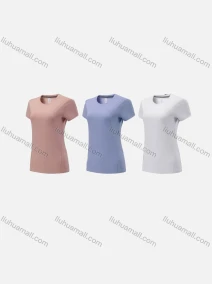 Wholesale Women's Sporty Round Neck Short Sleeve Quick Dry High Stretch Sport T-shirt WT21606#, LIUHUA CLOTHING WHOLESALE
