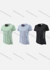 Wholesale Women's Sporty Round Neck Short Sleeve Quick Dry High Stretch Sport Slit T-shirt WT21619# - Liuhuamall
