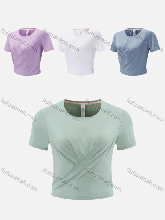 Wholesale Women's Sporty Round Neck Short Sleeve Quick Dry High Stretch Sport Bandage Crop T-shirt WT23207#