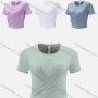 Wholesale Women's Sporty Round Neck Short Sleeve Quick Dry High Stretch Sport Bandage Crop T-shirt WT23207# preview