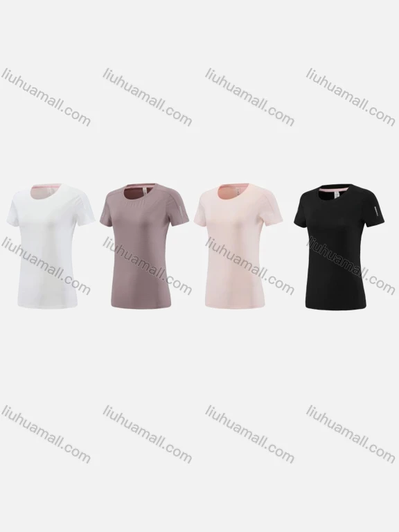 Wholesale Women's Sporty Round Neck Short Sleeve Quick Dry High Stretch Sport T-shirt WT24203#