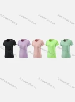 Wholesale Women's Sporty Round Neck Short Sleeve Quick Dry High Stretch Sport T-shirt WT24210#, LIUHUA CLOTHING WHOLESALE